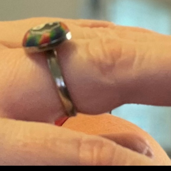 Ying Yang Rainbow circa 1970s Adjustable Vintage Silver Ring for Finger or Toe - Picture 7 of 16